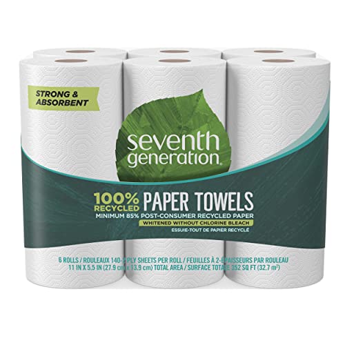 Toallas de Papel 100% Recicladas Seventh Generation, 2 Capas, 140 Hojas, Paquete de 6 Rollos - imagen 2