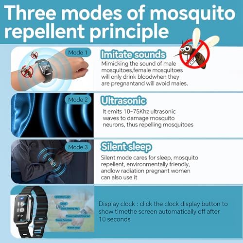 Pulsera Repelente de Mosquitos Ultrasónica Ajustable de Silicona para Niños y Adultos - Natural y No Tóxica (1 Paquete M2 Reloj Beige) - imagen 2