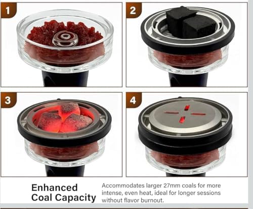 Tazón Premium SZ SafePak para Hookah – Dispositivo de Gestión de Calor de Vidrio y Aluminio, Duradero y Fácil de Limpiar - imagen 4