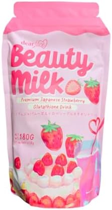 Bebida de Colágeno Japonés Dear Face Beauty Milk con Fresa - 50,000mg de Colágeno Hidrolizado, 6.3 Onzas (Paquete de 1) - imagen 1