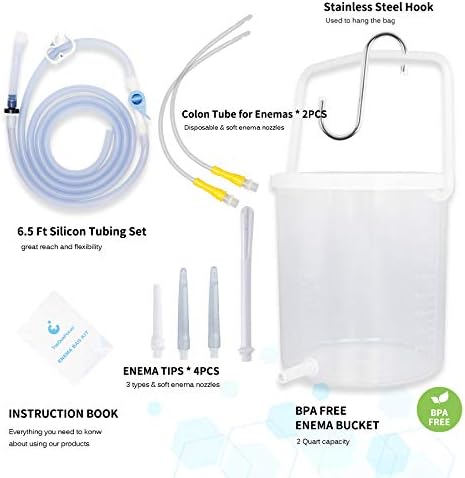 Kit de Enema TopQuaFocus de 2 Cuartos con Antirretorno, Set de Limpieza de Colon BPA Libre con 6 Puntas, Ideal para Hombres y Mujeres, Calidad Premium - imagen 2
