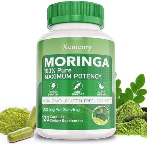 Cápsulas de Moringa Xemenry, Polvo de Moringa Puro - Apoya Energía, Inmunidad y Salud Digestiva - Superalimento Verde con Vitaminas y Aminoácidos - - imagen 1