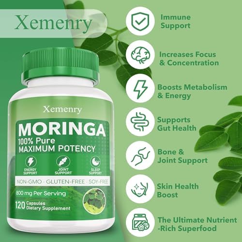 Cápsulas de Moringa Xemenry, Polvo de Moringa Puro - Apoya Energía, Inmunidad y Salud Digestiva - Superalimento Verde con Vitaminas y Aminoácidos - - imagen 4