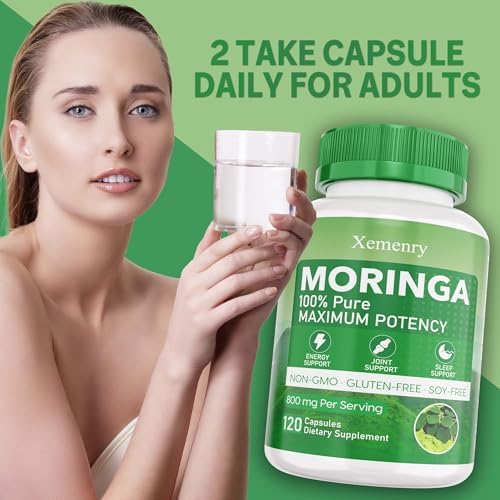 Cápsulas de Moringa Xemenry, Polvo de Moringa Puro - Apoya Energía, Inmunidad y Salud Digestiva - Superalimento Verde con Vitaminas y Aminoácidos - - imagen 7