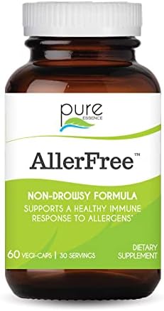 Suplemento Natural para Alergias AllerFree de Pure Essence Labs - Pastillas No Somnolientas para la Salud Nasal y Sinusal - 60 Cápsulas con Enzimas y - imagen 1