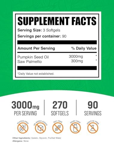 Aceite de Semilla de Calabaza BulkSupplements.com con Saw Palmetto en Geles Blandos - Suplemento de Aceite de Calabaza, Saw Palmetto para Hombres y - imagen 2