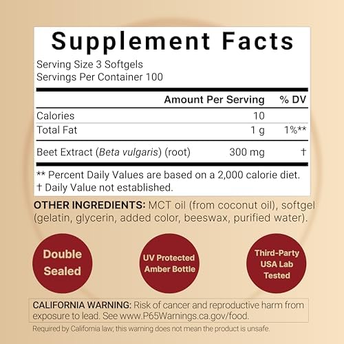 Extracto de Remolacha NatureBell – 300 Cápsulas Blandas | Apoya la Salud Cardiaca y Producción de Óxido Nítrico* | Cápsulas de Remolacha de Máxima - imagen 2
