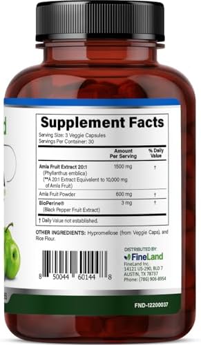 Extracto de Amla (Grosella India) de FineLand con BioPerine® para mejor absorción, rico en Vitamina C natural, apoyo inmune y digestivo – 90 cápsulas - imagen 2