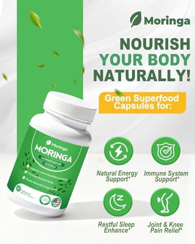 Cápsulas de Moringa 800mg - Suplemento de Polvo de Moringa Puro para Energía, Inmunidad, Piel y Salud Digestiva - Sin Cafeína, No GMO, 60 Cápsulas - imagen 4