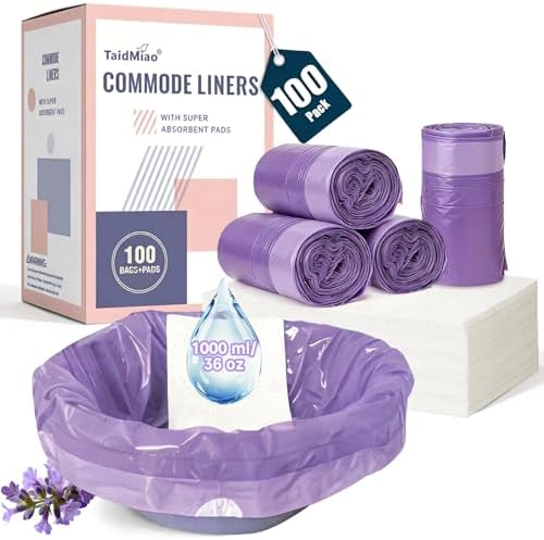 Forros desechables para inodoro portátil con almohadillas absorbentes - 100 piezas, bolsas/pads con aroma a lavanda para silla de - imagen 1