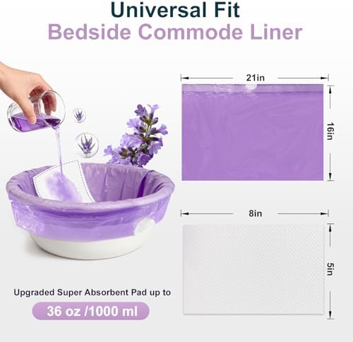 Forros desechables para inodoro portátil con almohadillas absorbentes - 100 piezas, bolsas/pads con aroma a lavanda para silla de - imagen 3