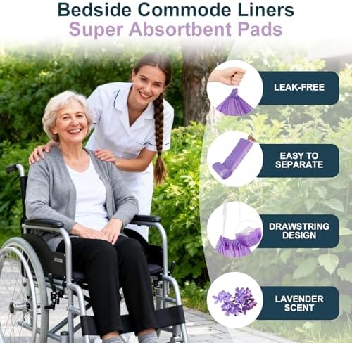 Forros desechables para inodoro portátil con almohadillas absorbentes - 100 piezas, bolsas/pads con aroma a lavanda para silla de - imagen 4