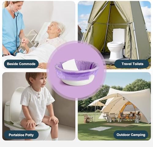 Forros desechables para inodoro portátil con almohadillas absorbentes - 100 piezas, bolsas/pads con aroma a lavanda para silla de - imagen 8