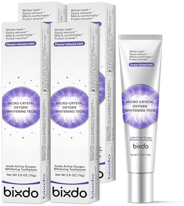 Pasta de Dientes Bixdo Pap para Blanqueamiento Dental, Reparación de Esmalte, Sin Flúor, 28 Días de Brillo, Menta Floral, 2.6oz (Paquete de 4) - imagen 1