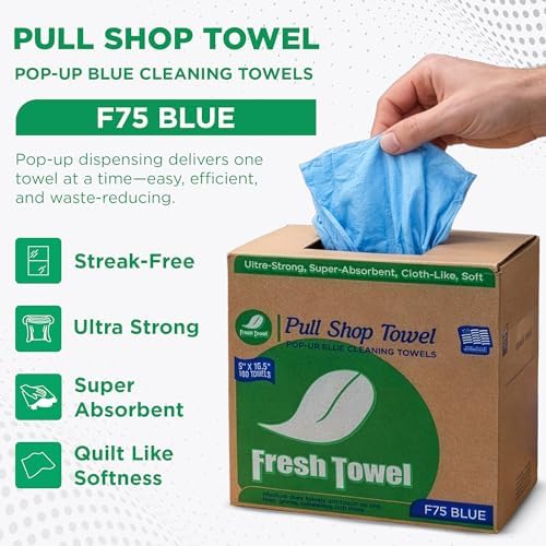 Toallas Desechables Fresh Towel Pop-Up – Paquete de 160 Trapos de Limpieza Azul, 9 x 16.5 – Suaves y Absorbentes para Garage, Limpieza y Auto – Hecho - imagen 2