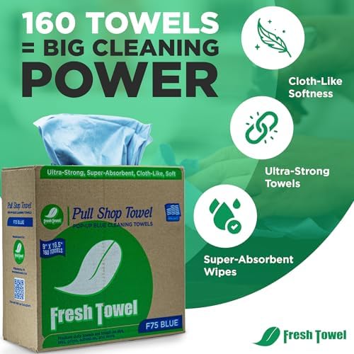 Toallas Desechables Fresh Towel Pop-Up – Paquete de 160 Trapos de Limpieza Azul, 9 x 16.5 – Suaves y Absorbentes para Garage, Limpieza y Auto – Hecho - imagen 4