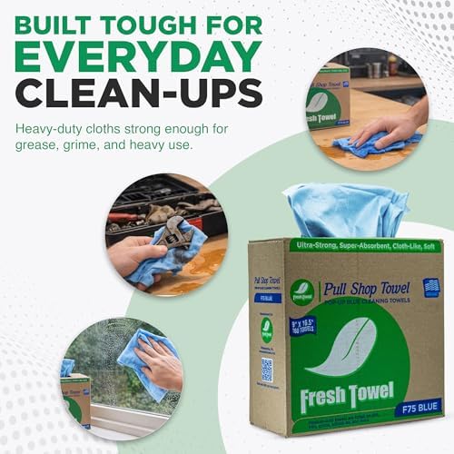 Toallas Desechables Fresh Towel Pop-Up – Paquete de 160 Trapos de Limpieza Azul, 9 x 16.5 – Suaves y Absorbentes para Garage, Limpieza y Auto – Hecho - imagen 6