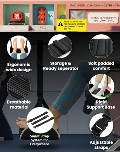 Hamaca para pies de silla de ruedas Premium, no colapsable, con separador y almacenamiento para soporte de andador, elevador portátil y accesorios - imagen 2