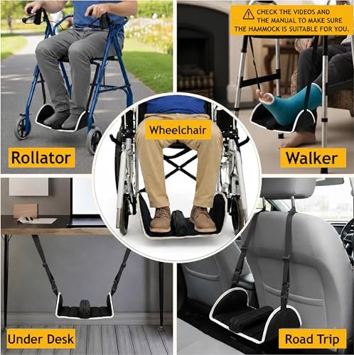 Hamaca para pies de silla de ruedas Premium, no colapsable, con separador y almacenamiento para soporte de andador, elevador portátil y accesorios - imagen 3
