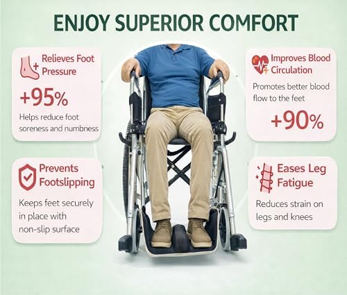 Hamaca para pies de silla de ruedas Premium, no colapsable, con separador y almacenamiento para soporte de andador, elevador portátil y accesorios - imagen 5