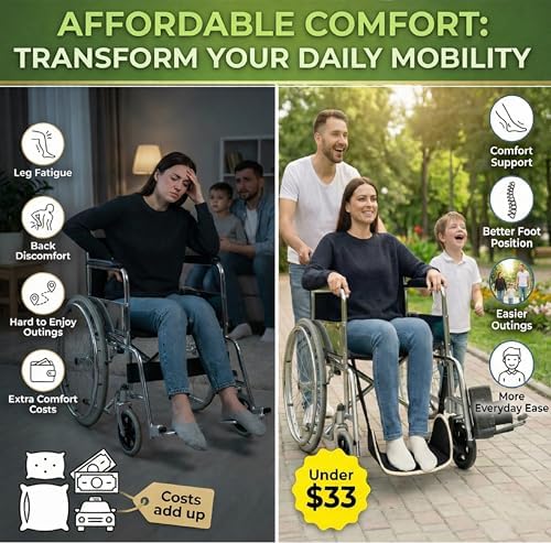 Hamaca para pies de silla de ruedas Premium, no colapsable, con separador y almacenamiento para soporte de andador, elevador portátil y accesorios - imagen 7