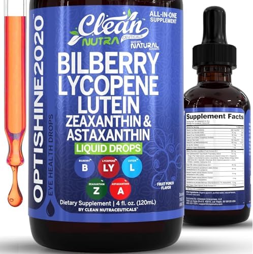 Suplemento de Vitaminas para los Ojos Clean Nutra con Luteína, Zeaxantina, Licopeno, Astaxantina y Arándano en Gotas Líquidas | 60 Porciones - imagen 1