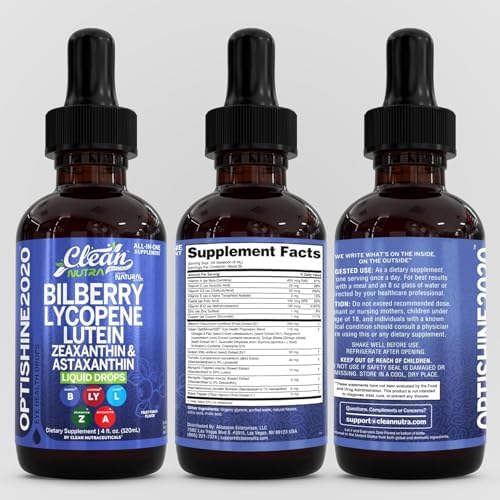 Suplemento de Vitaminas para los Ojos Clean Nutra con Luteína, Zeaxantina, Licopeno, Astaxantina y Arándano en Gotas Líquidas | 60 Porciones - imagen 5