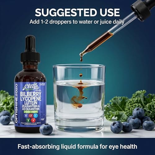 Suplemento de Vitaminas para los Ojos Clean Nutra con Luteína, Zeaxantina, Licopeno, Astaxantina y Arándano en Gotas Líquidas | 60 Porciones - imagen 6