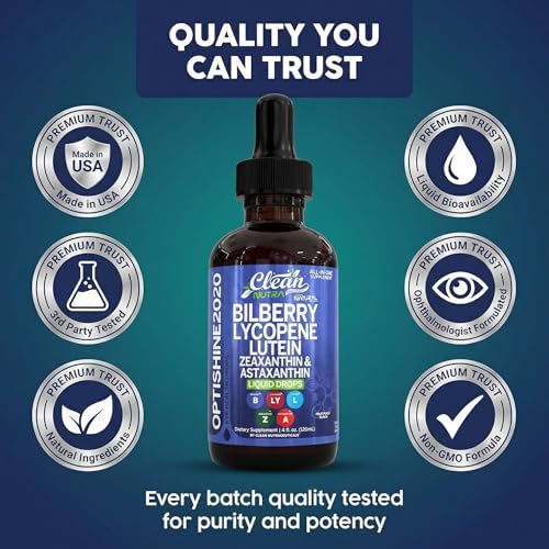 Suplemento de Vitaminas para los Ojos Clean Nutra con Luteína, Zeaxantina, Licopeno, Astaxantina y Arándano en Gotas Líquidas | 60 Porciones - imagen 8