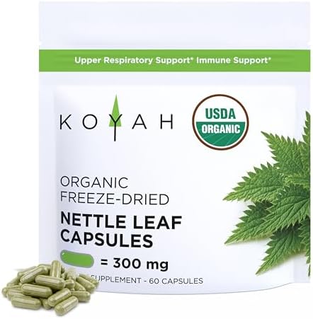 KOYAH - Cápsulas Orgánicas de Hoja de Ortiga - Hoja Entera Liofilizada - 300 mg por Cápsula - Soporte Respiratorio Superior e Inmunológico* - 60 - imagen 1