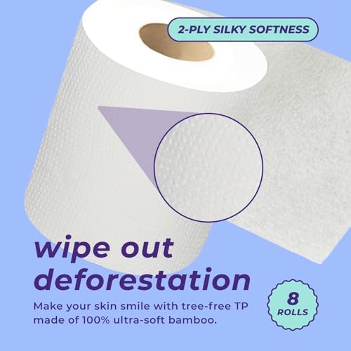 Papel Higiénico de Bambú Bim Bam Boo 2 Capas - Tissue Sostenible - 8 Rollos Dobles, 320 Hojas por Rollo - Seguro para Fosas Sépticas - Sin Plástico - imagen 4