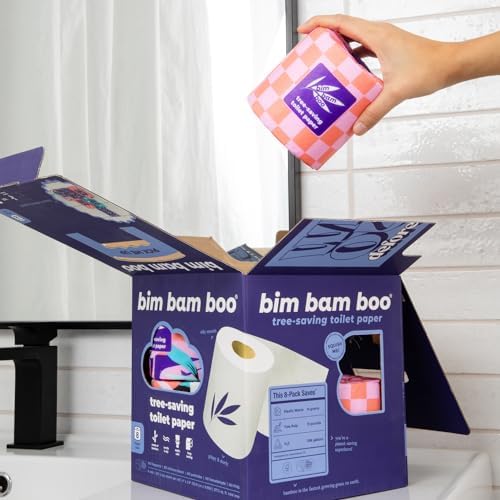 Papel Higiénico de Bambú Bim Bam Boo 2 Capas - Tissue Sostenible - 8 Rollos Dobles, 320 Hojas por Rollo - Seguro para Fosas Sépticas - Sin Plástico - imagen 7