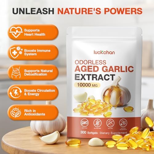 Extracto de Ajo Envejecido - 300 Softgels de Ajo Sin Olor, Suplementos de Alta Potencia para Corazón e Inmunidad - Cápsulas Naturales, No OGM, Sin - imagen 3