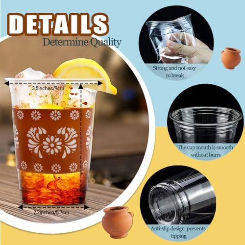 FUYUWIIN 50PCS 12 OZ Copas de Plástico Desechables Cielito Lindo para Fiestas, Vasos de Barro Terracota para Bautizos, Cumpleaños y Bodas - imagen 2