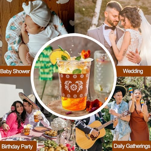 FUYUWIIN 50PCS 12 OZ Copas de Plástico Desechables Cielito Lindo para Fiestas, Vasos de Barro Terracota para Bautizos, Cumpleaños y Bodas - imagen 4