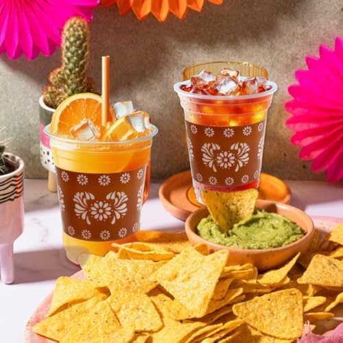 FUYUWIIN 50PCS 12 OZ Copas de Plástico Desechables Cielito Lindo para Fiestas, Vasos de Barro Terracota para Bautizos, Cumpleaños y Bodas - imagen 5