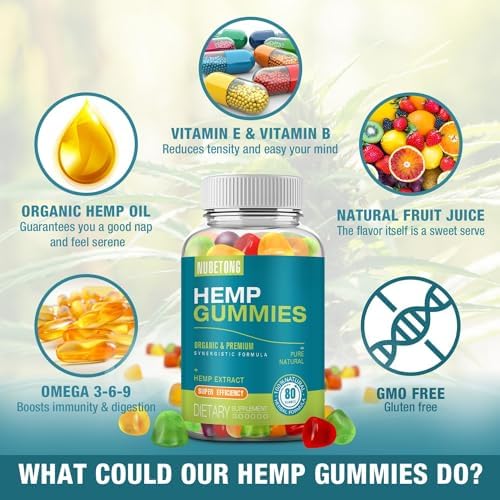 Gomitas de Cáñamo - Extracto Orgánico de Aceite de Cáñamo de Alta Potencia, Suplemento Extra Fuerte para Sueño, Dolor y Ansiedad - Veganas para - imagen 6