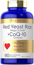 Carlyle Arroz Rojo de Levadura con Complejo CoQ10 | 1420 mg | 180 Cápsulas | Mega Q-Sorb | Suplemento No Transgénico y Libre de Gluten - imagen 1