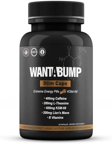 Want A BUMP [Original] Pastillas de Energía Extrema | 400mg de Cafeína | Vitaminas B | 600mg de Ashwagandha | 200mg de Melena de León | 200mg de - imagen 1
