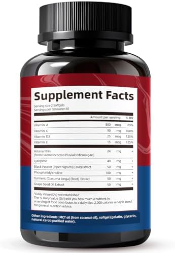Suplementos de Astaxantina Liposomal Femmetra 24mg con Licopeno para Salud Ocular, de Piel e Inmunidad, Antioxidante 10 en 1, 120 Softgels Non-GMO - imagen 8