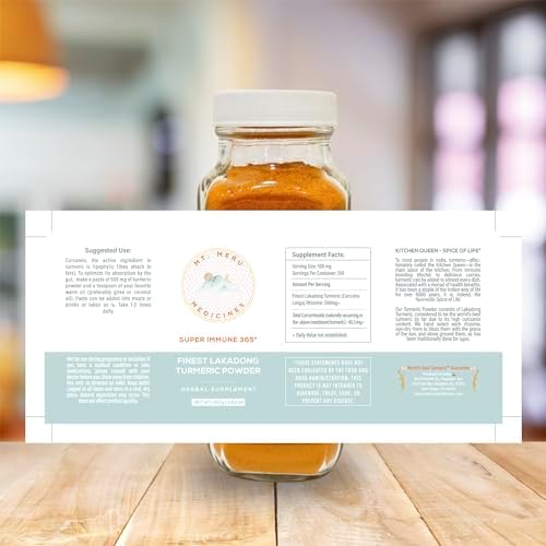 Polvo de Cúrcuma Lakadong de Mt.Meru Medicines, No GMO, Probado por Terceros, Seleccionado a Mano, Secado al Sol y Molido en Piedra (100g/3.53oz) - imagen 2