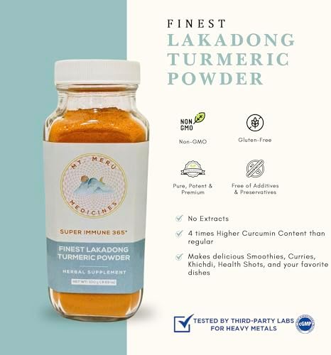 Polvo de Cúrcuma Lakadong de Mt.Meru Medicines, No GMO, Probado por Terceros, Seleccionado a Mano, Secado al Sol y Molido en Piedra (100g/3.53oz) - imagen 3