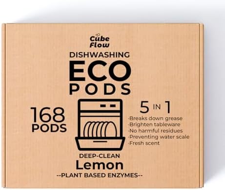 Pods para Lavavajillas ECO 168 Piezas, con Glicerina y Enzimas, Detergente Líquido, Limpieza Potente, Sin Prelavado, Combate Comida Secada 24 Horas, - imagen 1