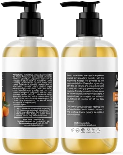 Aceite de Masaje Anticelulitis EDENIKA BOTANICALS, con Aceite de Semilla de Uva, Cafeína, Células Madre Vegetales y Retinol, 2-Pack - imagen 7
