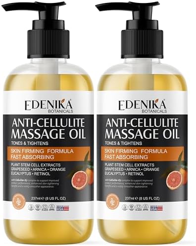Aceite de Masaje Anticelulitis EDENIKA BOTANICALS, con Aceite de Semilla de Uva, Cafeína, Células Madre Vegetales y Retinol, 2-Pack - imagen 8