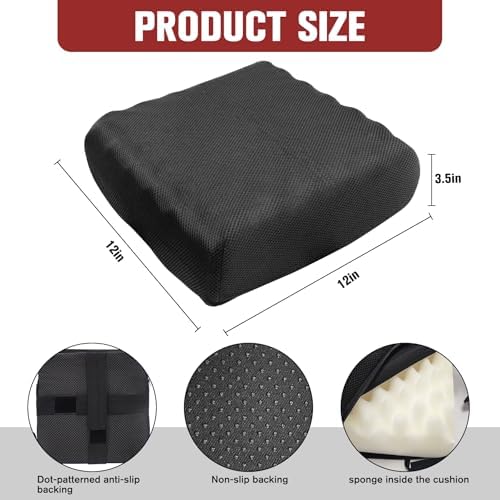 Cojín para Silla de Andador 12x12x3.5 Pulgadas con Funda de Malla Transpirable y Correas Ajustables (Negro) - imagen 2