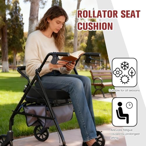 Cojín para Silla de Andador 12x12x3.5 Pulgadas con Funda de Malla Transpirable y Correas Ajustables (Negro) - imagen 7