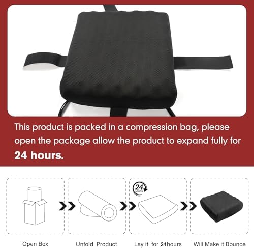 Cojín para Silla de Andador 12x12x3.5 Pulgadas con Funda de Malla Transpirable y Correas Ajustables (Negro) - imagen 8