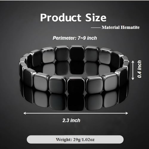 Pulsera de Hematites Shrandi para Hombre, 2 Piezas, Pulseras de Perlas Negras Naturales, Regalo de Moda para Novio o Esposo - imagen 2