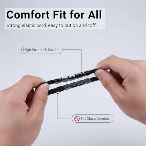Pulsera de Hematites Shrandi para Hombre, 2 Piezas, Pulseras de Perlas Negras Naturales, Regalo de Moda para Novio o Esposo - imagen 3